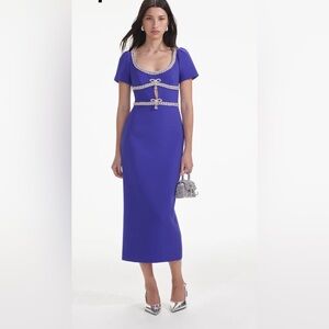 Self-Portrait Royal Blue Maxi Dress with Cream Details